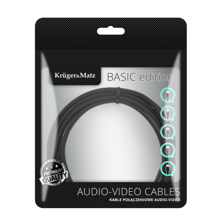 Kabel Jack 3.5mm stereo/2x Cinch 5m KRUGER & MATZ KM1217 Basic