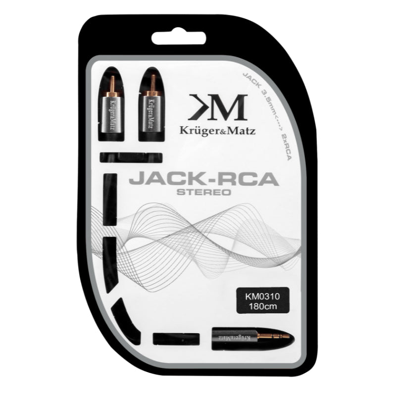 Kabel Jack 3.5mm stereo/2x Cinch 1,8m KRUGER & MATZ KM0310
