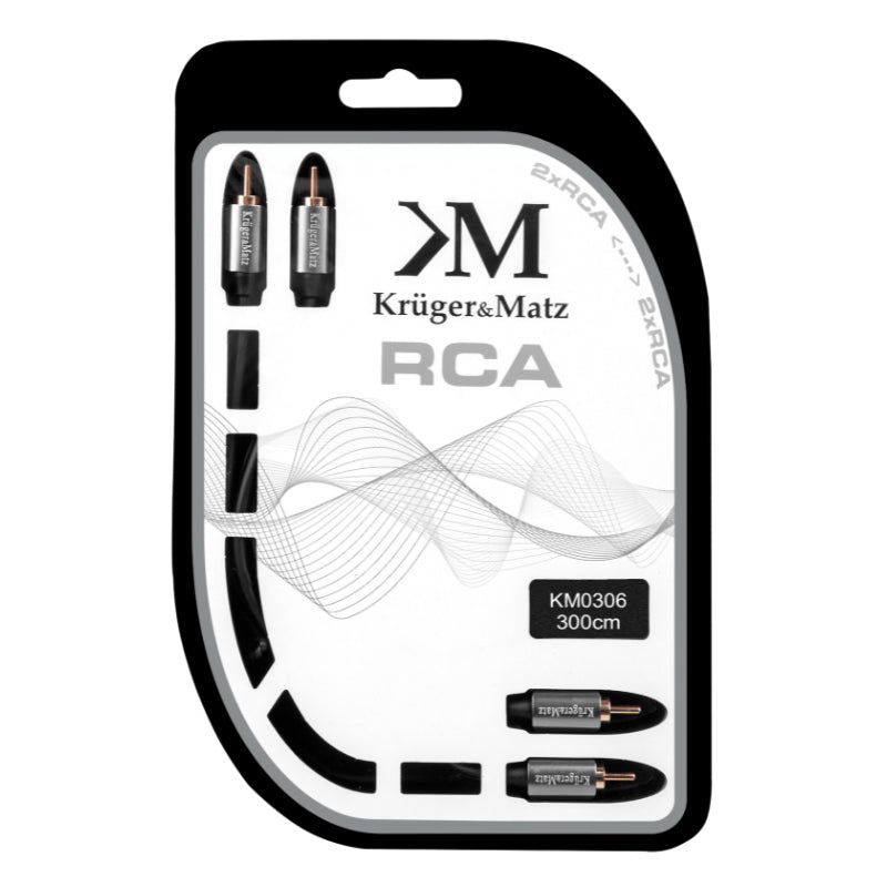 Kabel 2x Cinch konektor/2x Cinch konektor 3m KRUGER & MATZ KM0306