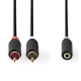 Kabel 2x Cinch konektor/Jack 3,5mm zdířka 0,2m NEDIS CABW22255AT02