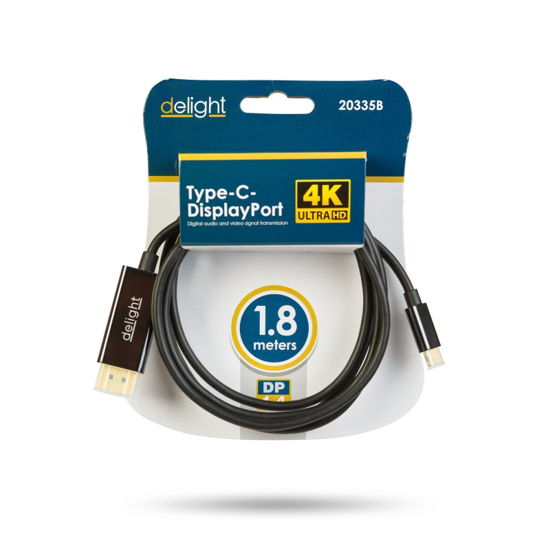 Kabel DELIGHT 20335B DisplayPort USB-C 1,8m 4K