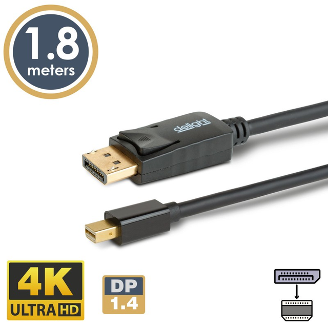 Kabel DELIGHT 20336B Mini DisplayPort 1,8m 4K
