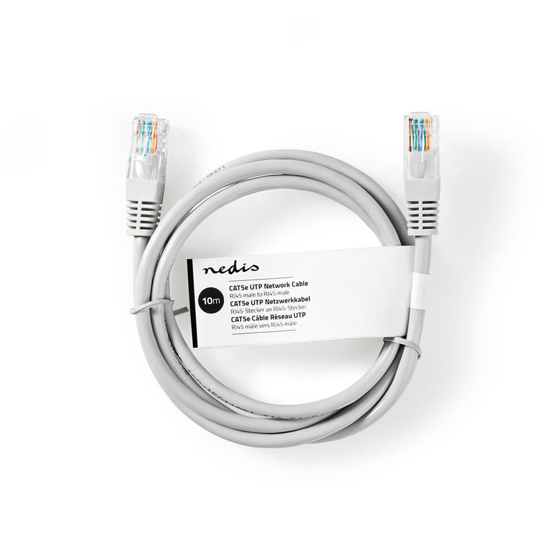 Kabel UTP RJ45/RJ45 Cat5e 10m NEDIS CCGT85100GY100