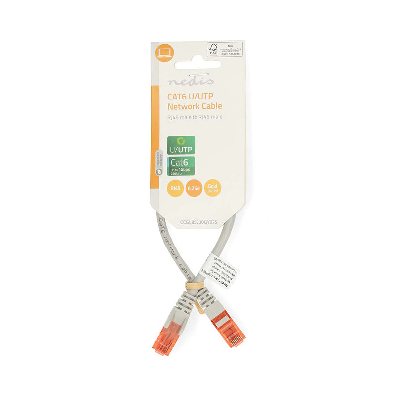 Kabel UTP Cat6 0,25m NEDIS CCGL85230GY025