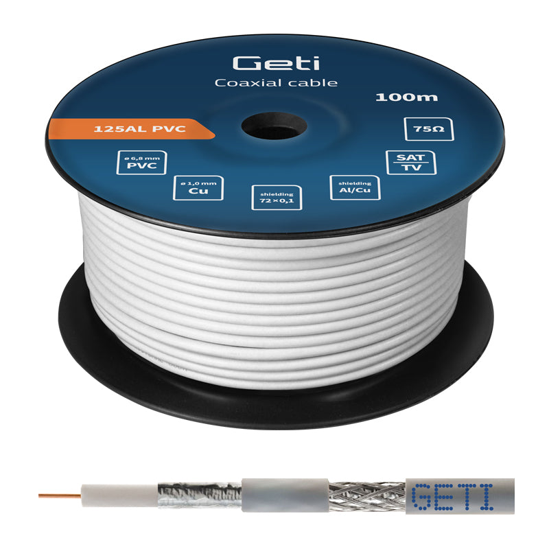 Vodič koax GETI 125AL PVC (100m cívka)