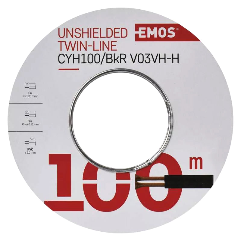 Dvojlinka nestíněná 2x1,0mm černo/rudá EMOS S8280 100m