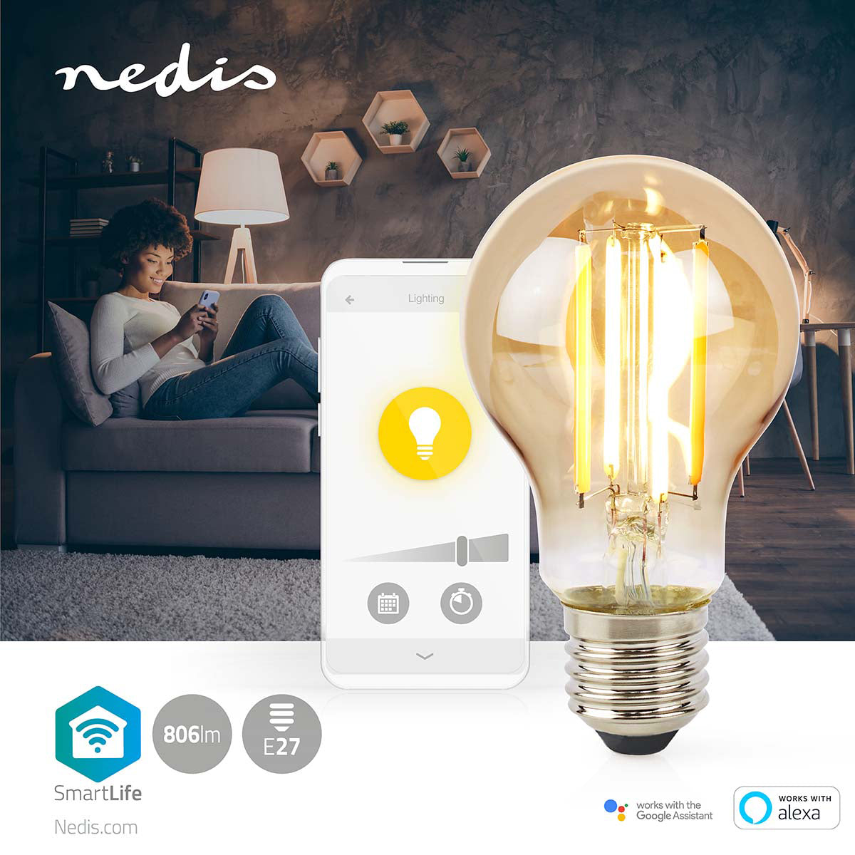 Smart LED žárovka E27 7W teplá bílá NEDIS WIFILRF10A60 WiFi Tuya