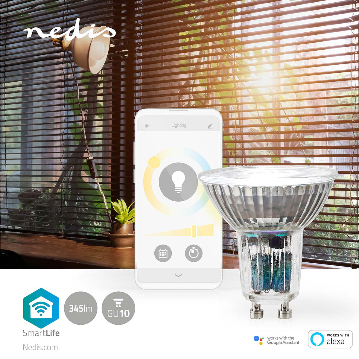 Smart LED žárovka GU10 4.9W bílá NEDIS WIFILRW10GU10 WiFi Tuya