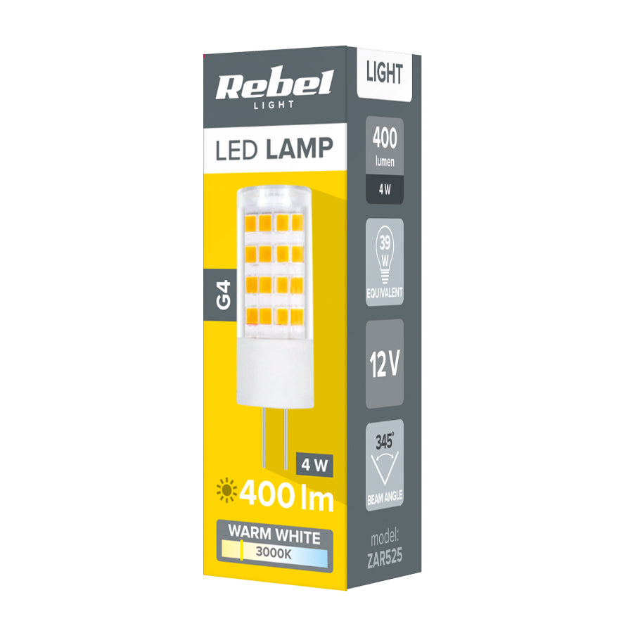 Žárovka LED G4 4W bílá teplá REBEL ZAR0525