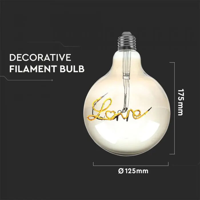 Žárovka Filament LED E27 5W G125 bílá teplá V-TAC VT-2205 Smoky Glass