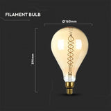 Žárovka Filament LED E27 8W A165 bílá teplá V-TAC VT-2138 Dimmable