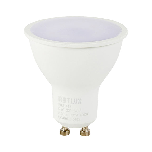 Žárovka LED GU10 9W bílá přírodní RETLUX RLL 418
