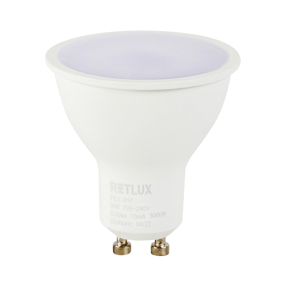 Žárovka LED GU10 9W bílá teplá RETLUX RLL 417