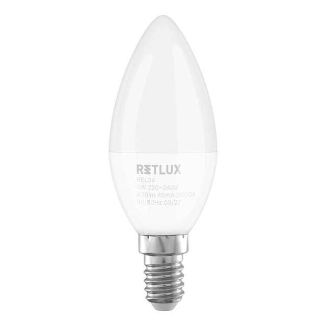 Žárovka LED E14 5W C37 bílá teplá  RETLUX REL 34 2ks