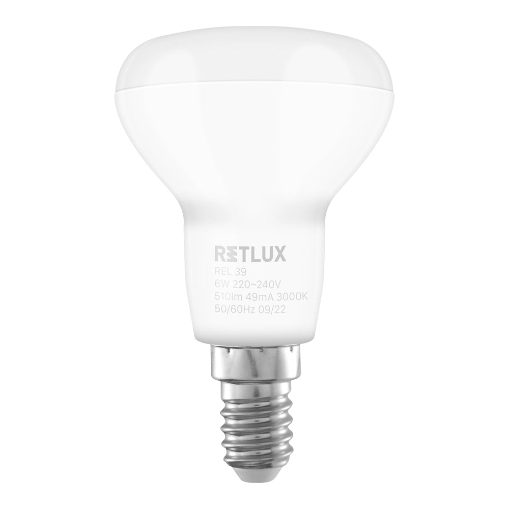 Žárovka LED E14 6W R50 bílá teplá RETLUX REL 39 4ks