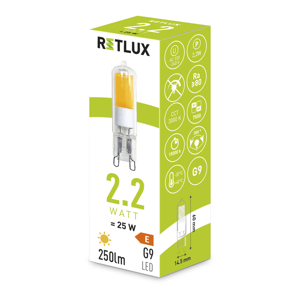 Žárovka LED G9 2,2W bílá teplá RETLUX RLL 455