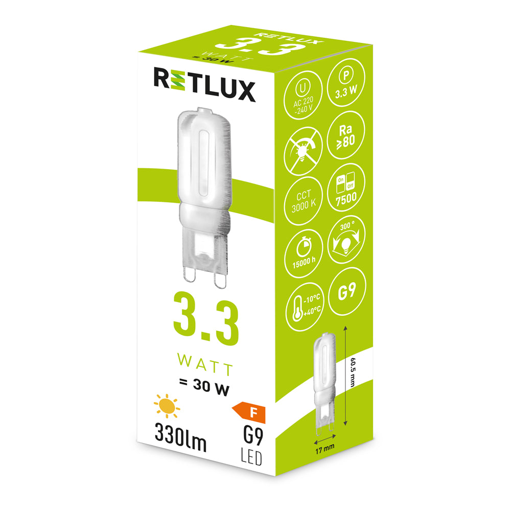 Žárovka LED G9 3,3W bílá teplá RETLUX RLL 460