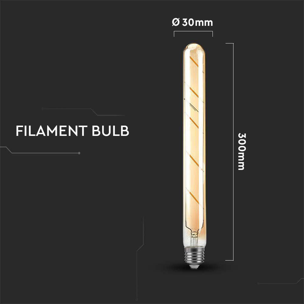 Žárovka Filament LED E27 5W T30 bílá teplá V-TAC VT-2005 Amber