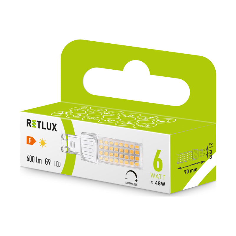 Žárovka LED G9 6W bílá teplá RETLUX RLL 669