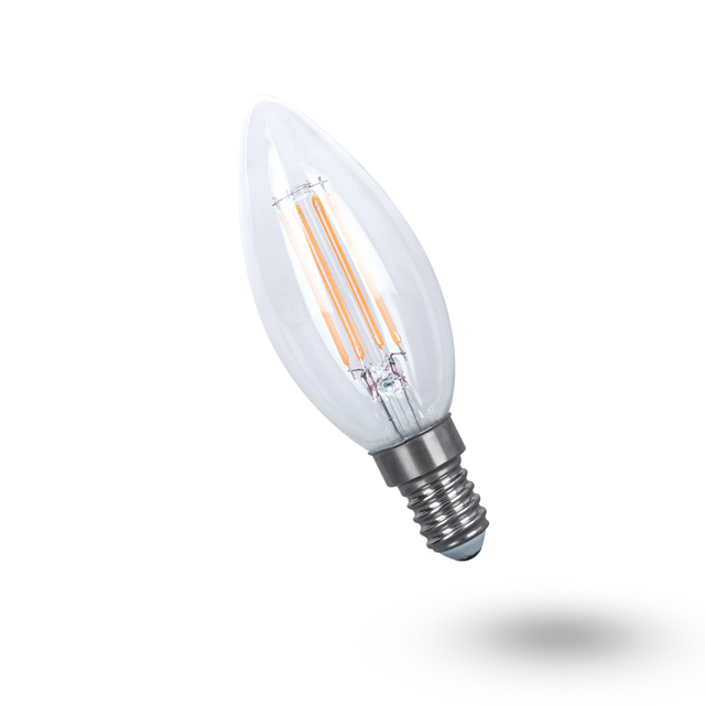 Žárovka LED E14 5W C35 bílá teplá filamentová svíčka GETI