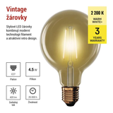 Žárovka LED E27 4,5W G95 bílá teplá EMOS Z52032 Vintage