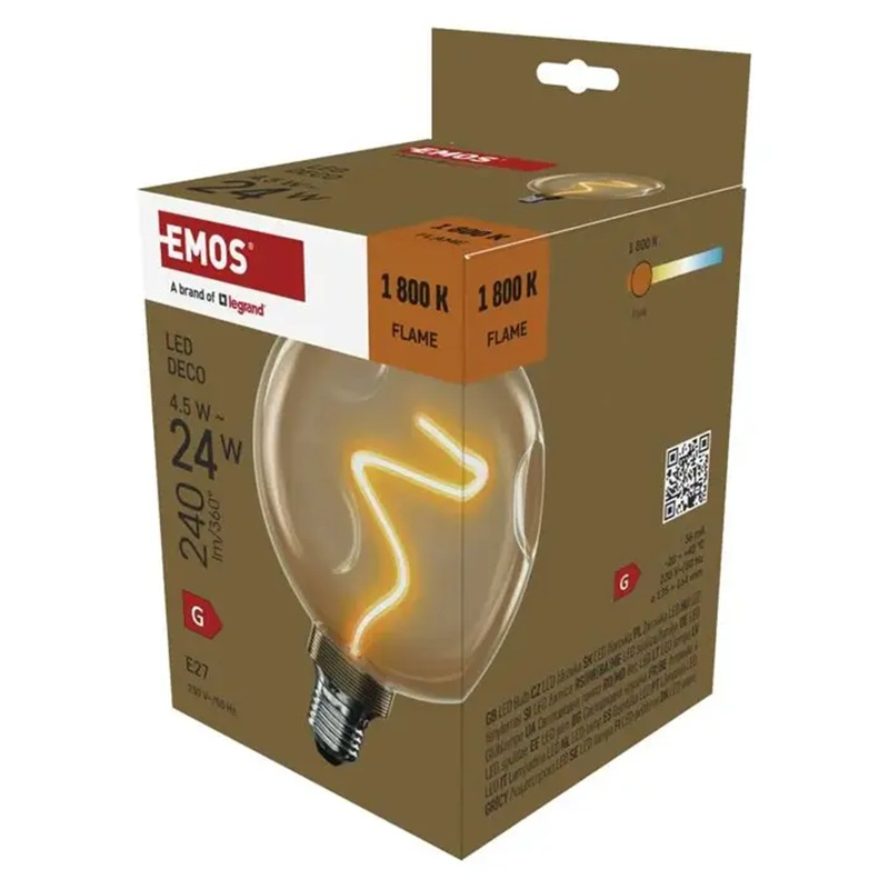Žárovka DECO LED E27 4,5W flame EMOS Z50B11