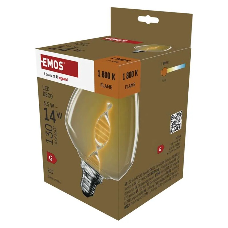 Žárovka DECO LED E27 3,5W flame EMOS Z59D01