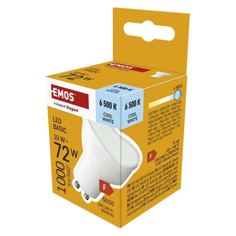 Žárovka LED GU10 10W MR16 bílá studená EMOS ZL8F54