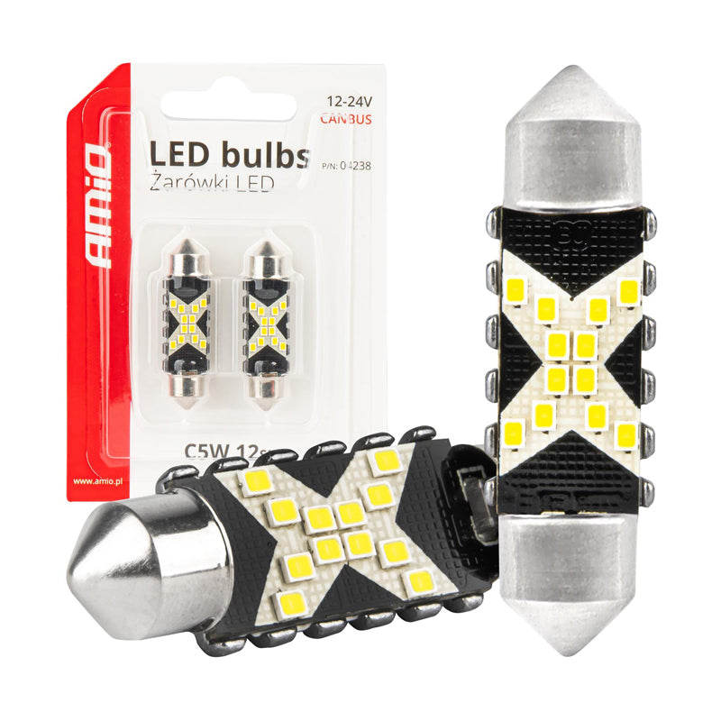 Autožárovka LED Festoon C5W 12/24V AMIO 04238 bílá 2ks