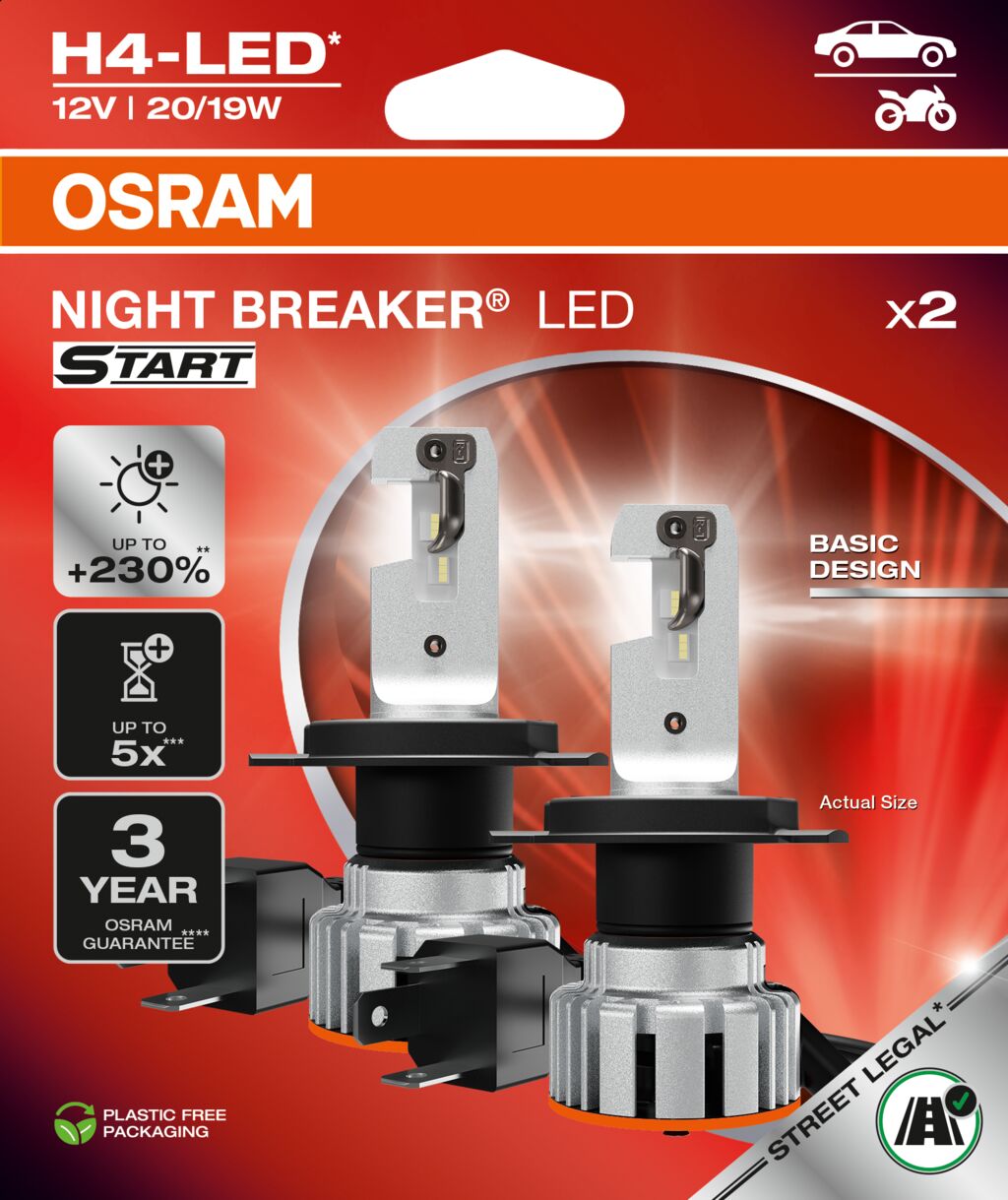 Autožárovka LED START 12V H4 OSRAM Night Breaker studená bílá 2ks