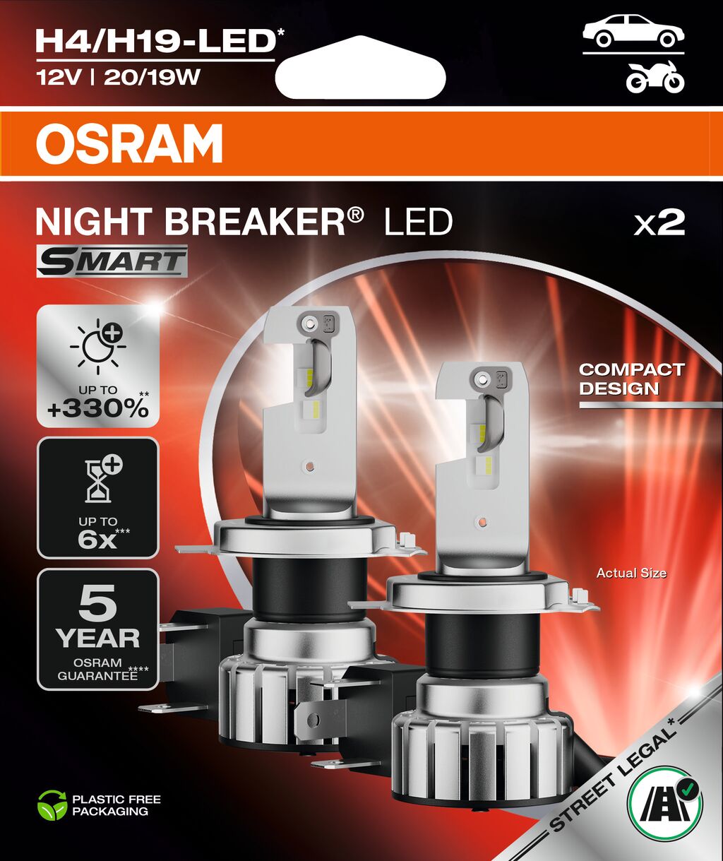 Autožárovka LED SMART 12V H4/H19 OSRAM Night Breaker studená bílá 2ks