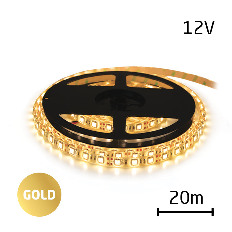 LED pásek 12V 3528 120LED/m IP20 max. 9.6W/m bílá teplá extra, gold (cívka 20m)