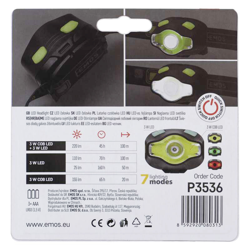 Svítilna čelovka EMOS P3536