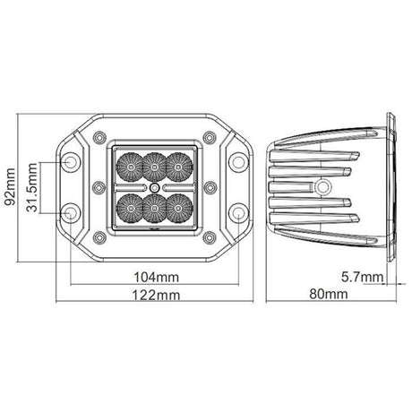 Světlo na pracovní stroje LED T761A, 10-30V/18W k montáži do nárazníku