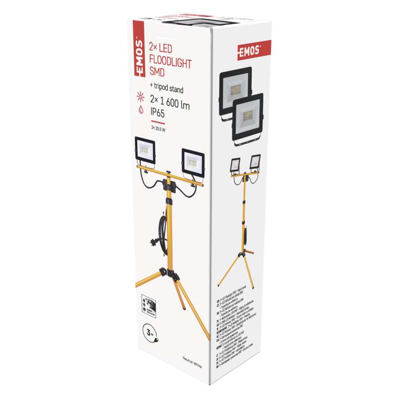 LED reflektor EMOS HOBBY SLIM 2x20,5W se stojanem