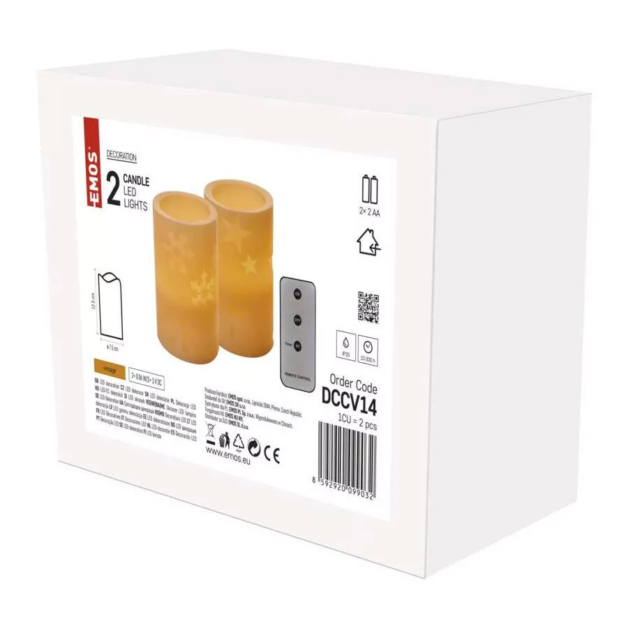 Vosková LED svíčka EMOS DCCV14 sada 2ks
