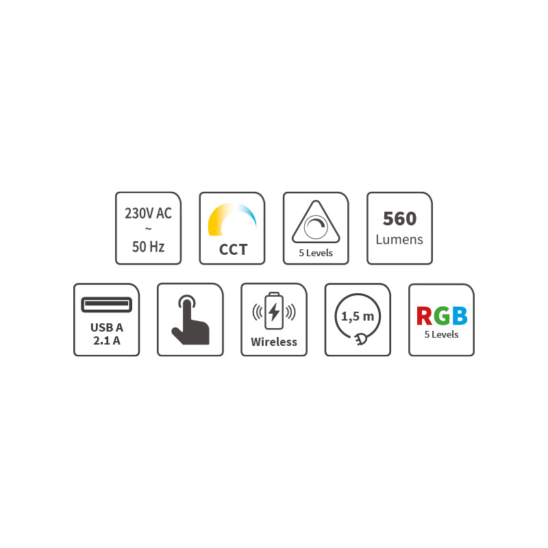 Lampa stolní GETI GTL106W s RGB podsvícením