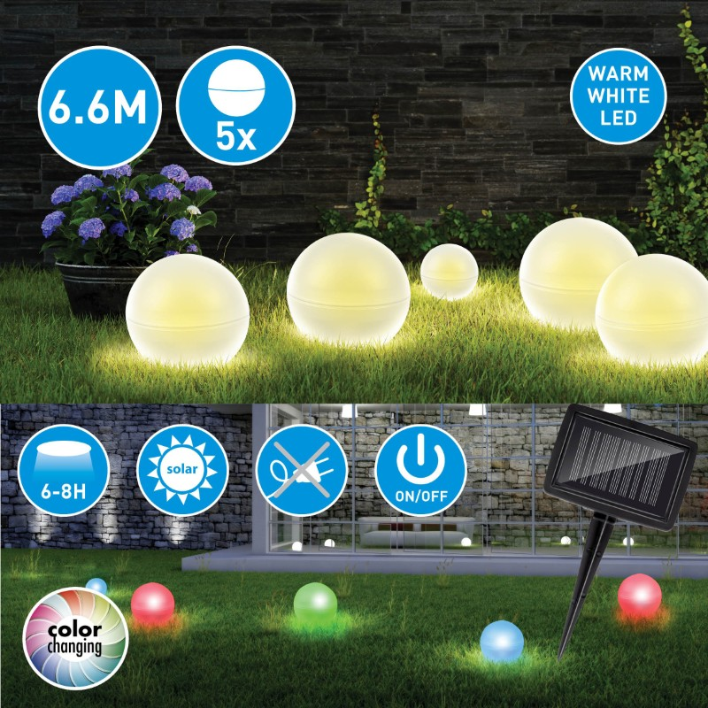 Svítidlo solární GRUNDIG 7682 koule RGB 5ks