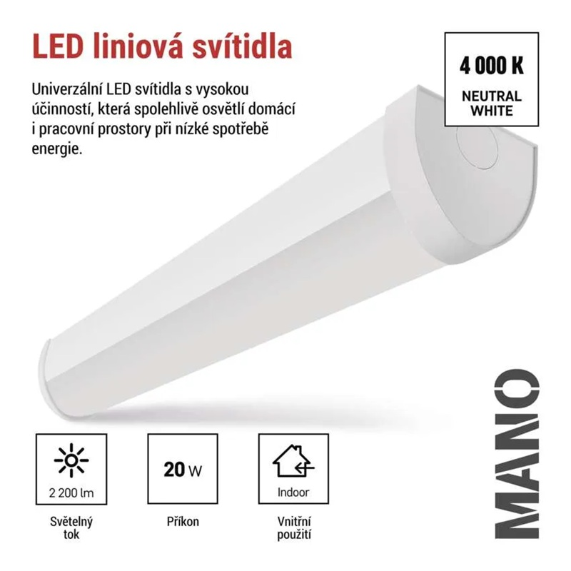 Svítidlo liniové LED EMOS ZAB911 Mano 20W