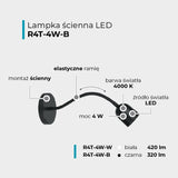 Lampa nástěnná DPM R4T-4W-B černá