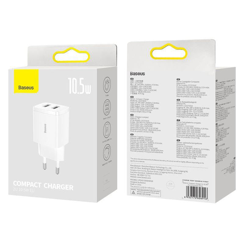 Adaptér USB BASESUS Compact White 2xUSB
