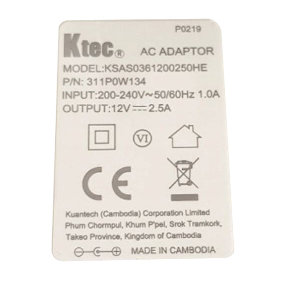 Adaptér napájecí 12V 2500mA Ktec KSAS0361200250HE (5,5x2,5mm)
