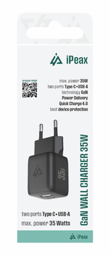 Adaptér USB iPEAX GaN USB/USB-C 90010127 Black