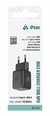 Adaptér USB iPEAX GaN USB/USB-C 90010125 Black