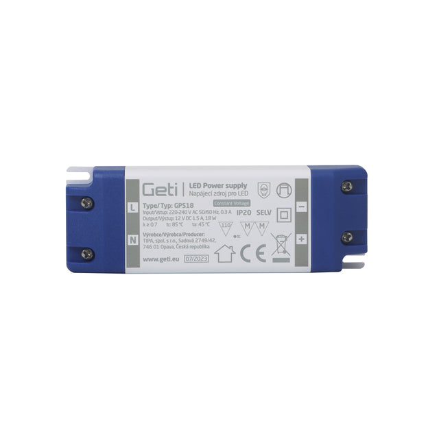 Zdroj spínaný pro LED 12V/ 18W  GETI  GPS18, IP20