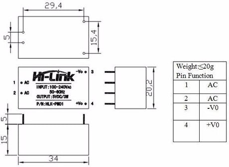 Zdroj spínaný 12V/0.25A 3 W HLK-PM12