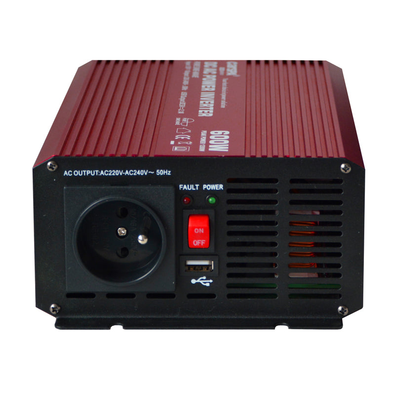 Měnič napětí CARSPA P600 12V/230V 600W čistá sinusovka USB