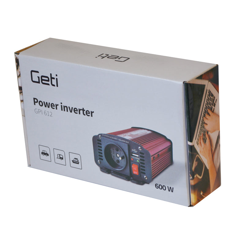 Měnič napětí GETI GPI 612 12V/230V 600W USB