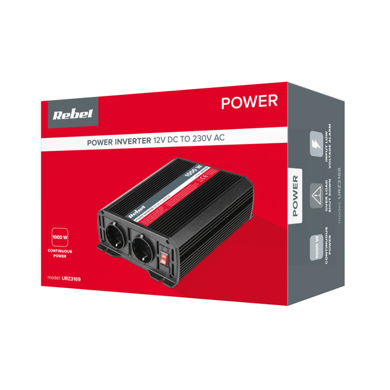 Měnič napětí REBEL URZ3169 12V/230V 1000W