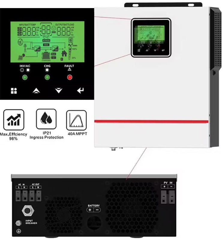 Měnič napětí hybridní CARSPA MKS1000-12, DC/AC 12V/1000W,regul.MPPT